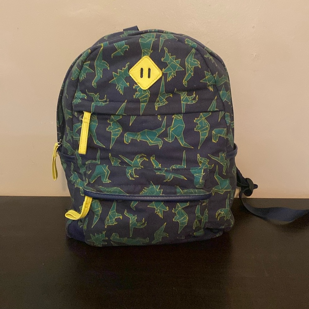 Kid’s Backpack!! Dinosaur geometrical print color blue. GENTLY USED